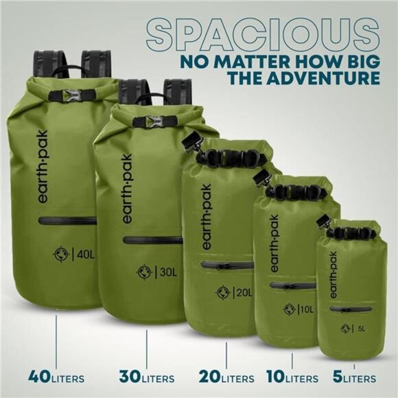 Earth Pak Waterproof Dry Bag with Zippered Pocket - Waterproof Dry Bag Backpack - Picture 2 of 7
